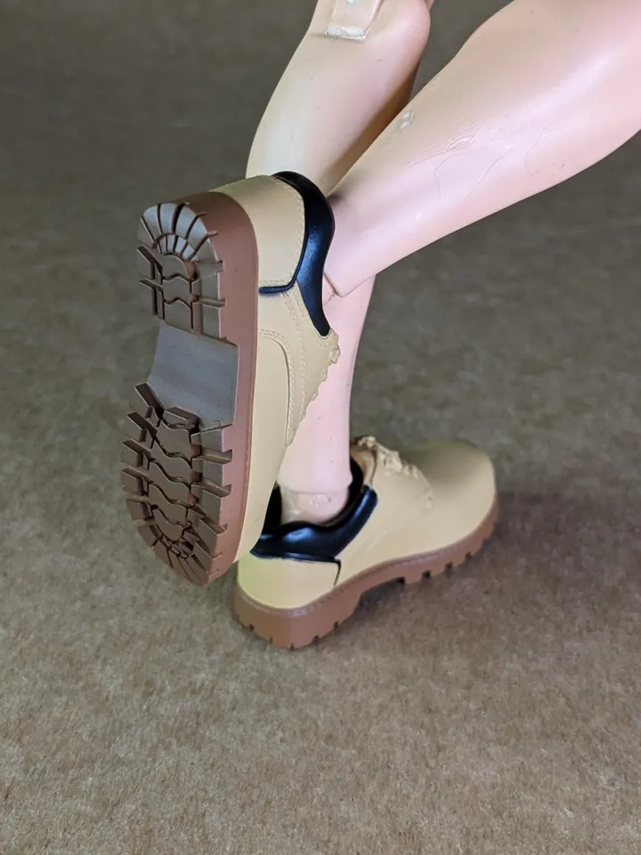 Classic mustard hiking low boots for 1/6 scale male dolls