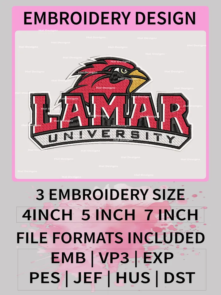 NCAA Lamar Cardinals Embroidery File, 3 Sizes, 6 Formats, NCAA Machine Embroidery Design, NCAA Logo, NCAA Teams