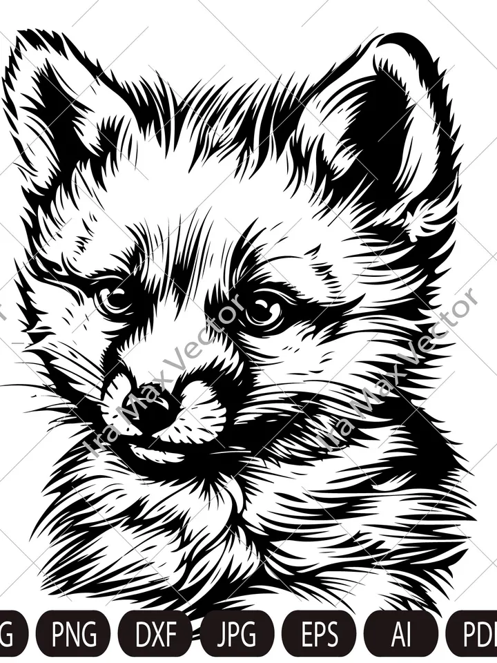 Fox cub svg /little FOX Face svg / Fox cub Head svg / Fox baby Mascot svg / Fox Printable /Fox detailed