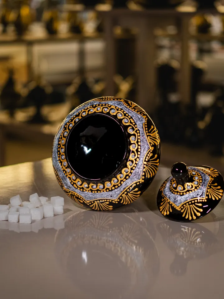 Handmade Serving Bowl | Black and Gold Decorative Candy Bowl