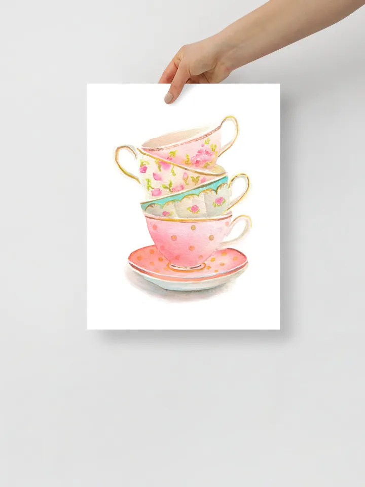 Tea Cups Watercolor Print Vintage Tea Cups Tea Lover Gift Tea Party Decor Gift For Tea Lovers Tea Wall Decor Best Gift For Her Tea Lover Art