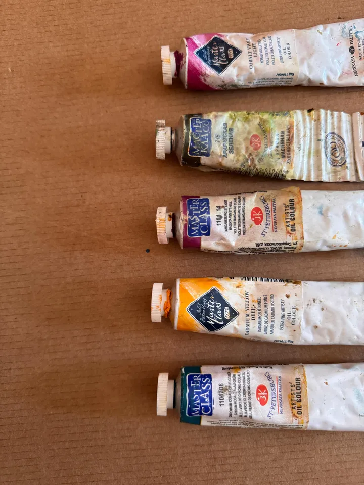 Oil Paints Tubes 46 ml/ 1.55 oz Professional Paints Used Oil Painting Set of 5