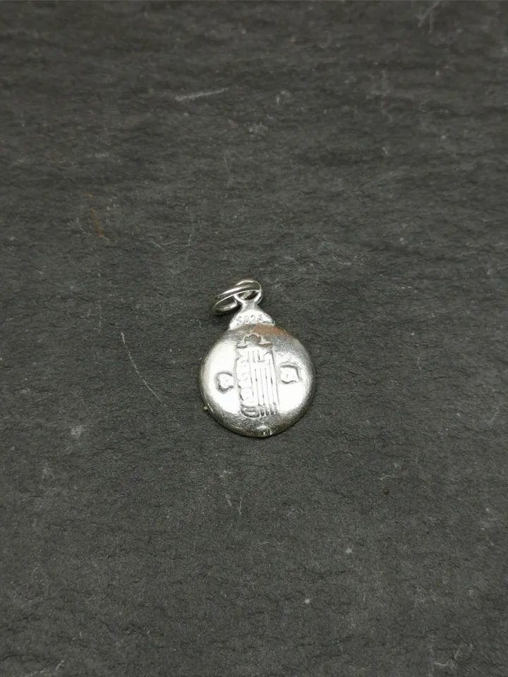Gandhanra Handmade Tibetan Buddhist Calendar Badge Pendant,Kalachakra Amulet for Mala,Necklace,Made of Sterling Silver,Small Size 0.6"