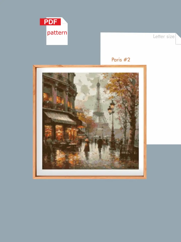 Cross stitch Chart Embroidery cross Pattern Paris #2 printable PDF pattern