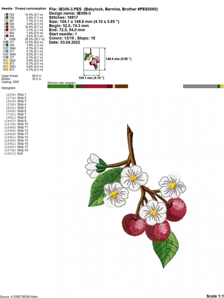Cherry blossom set 3D machine embroidery design applique pattern digital embroidery pattern home and clothing décor embroidery motif floral