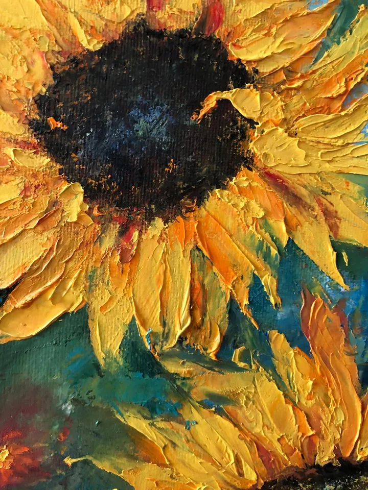 Sunflower Oil Painting Original Still Life Painting Flowers Wall Art