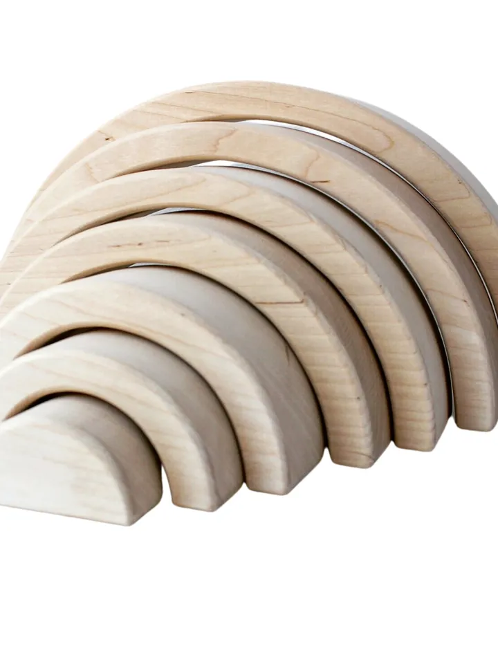 Wooden rainbow stacker toy - educational waldorf large eco toy for toddler