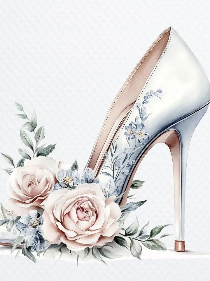 15 Floral Prom Shoes PNG Bundle, Printable Watercolor sublimation, High Quality PNGs, Digital download, Paper crafts, junk journals