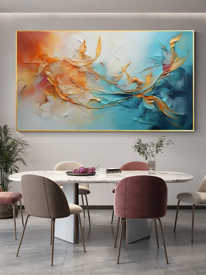 Original Framed Colorful Oil Painting On Canvas, Large Wall Art, Abstract Flowers Painting, Custom Painting, Living room Wall Art Home Decor