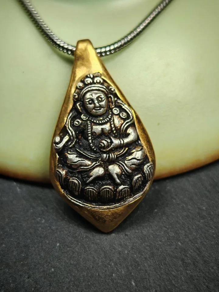 Gandhanra Handmade Tibetan Buddhist Amulet Necklace | Yellow Jambhala Protection Necklace for Wealth | Unique Spiritual Jewelry