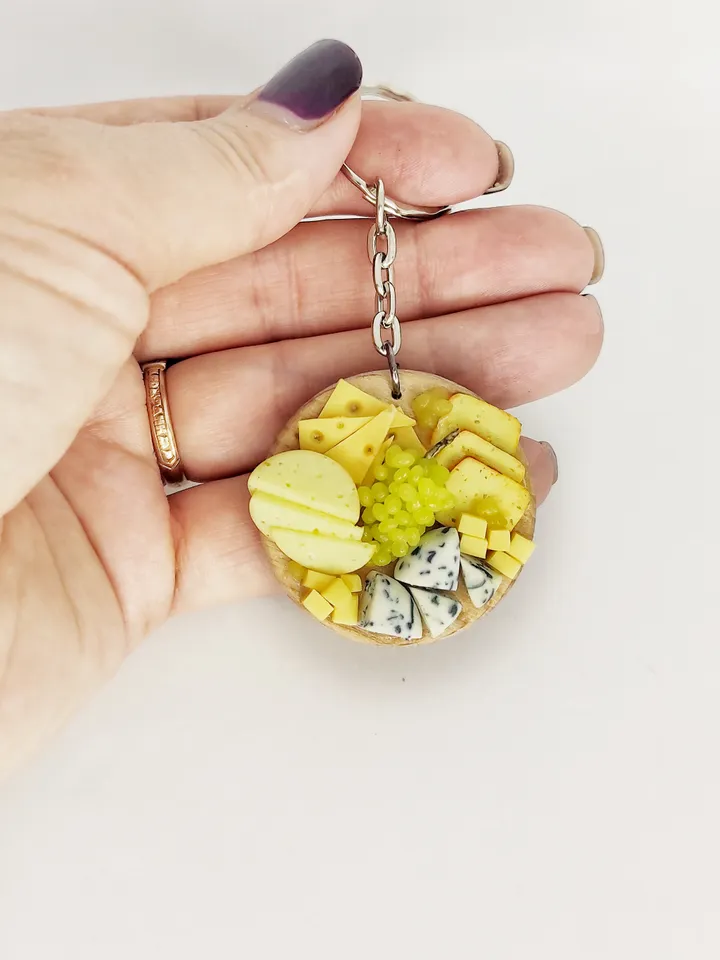 keychain with decor, gift for him, gift for her, gift idea, keychain with cheese, keyrings with decor, bag decor