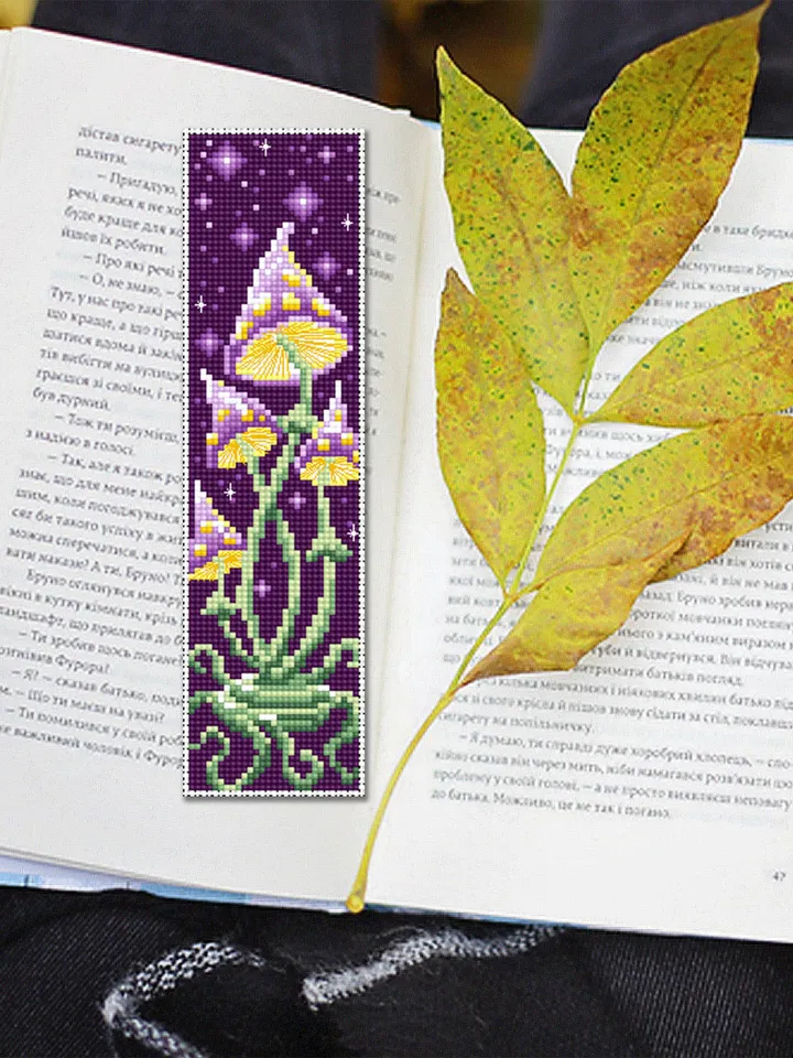 Mushroom bookmark cross stitch pattern PDF download Magic mushroom cross stitch chart, Digital bookmark pattern PDF Fantasy embroidery #B164