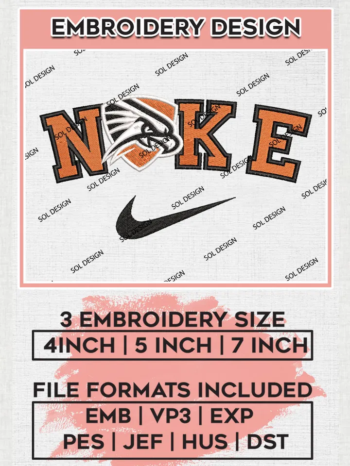 Ni.kee UTPB Falcons Team Logo Embroidery Design Files, NCAA UTPB Falcons Machine Embroidery, NCAA Teams, 3 sizes, NCAA Machine embroidery designs, Digital Download