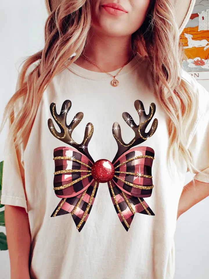 Christmas Coquette Bow Png, Coquette Christmas Png, Reindeer Bow Png, Christmas Sublimation Design, Christmas Shirt Design, Santa Png