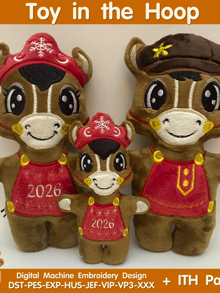 ITH Cute Horse toy soft stuffed in the Hoop Digital Design for Machine Embroidery