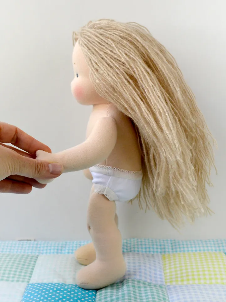 DIY Waldorf doll 11 inch (28 cm) tall. PDF pattern and tutorial. Patterns of doll clothes as bonus!