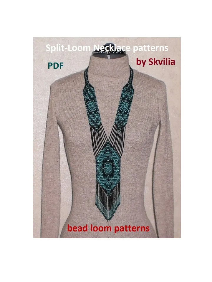 Bead loom patterns, schemes for a Split-Loom Necklace, Beading Loom Stitch, Square Stitch, Gerdan, Instant Digital Download, PDF