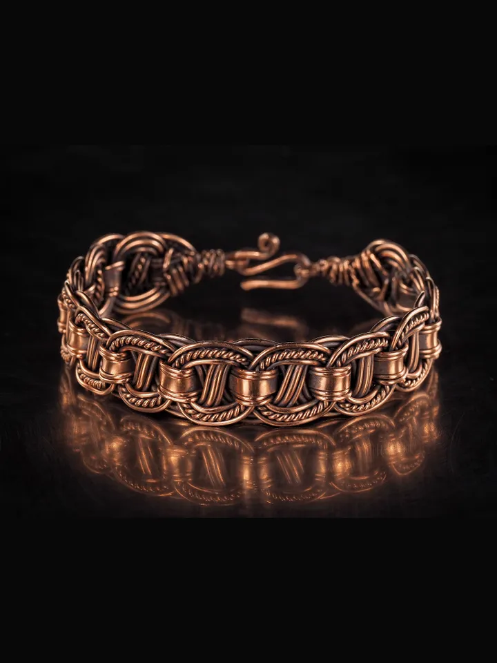 Woven copper wire bracelet Antique style handcrafted copper jewelry Unique gift