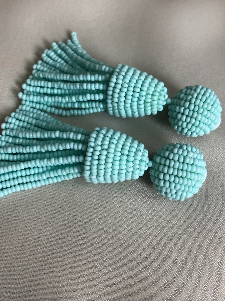 Short Tassel Beaded Earrings clip-on