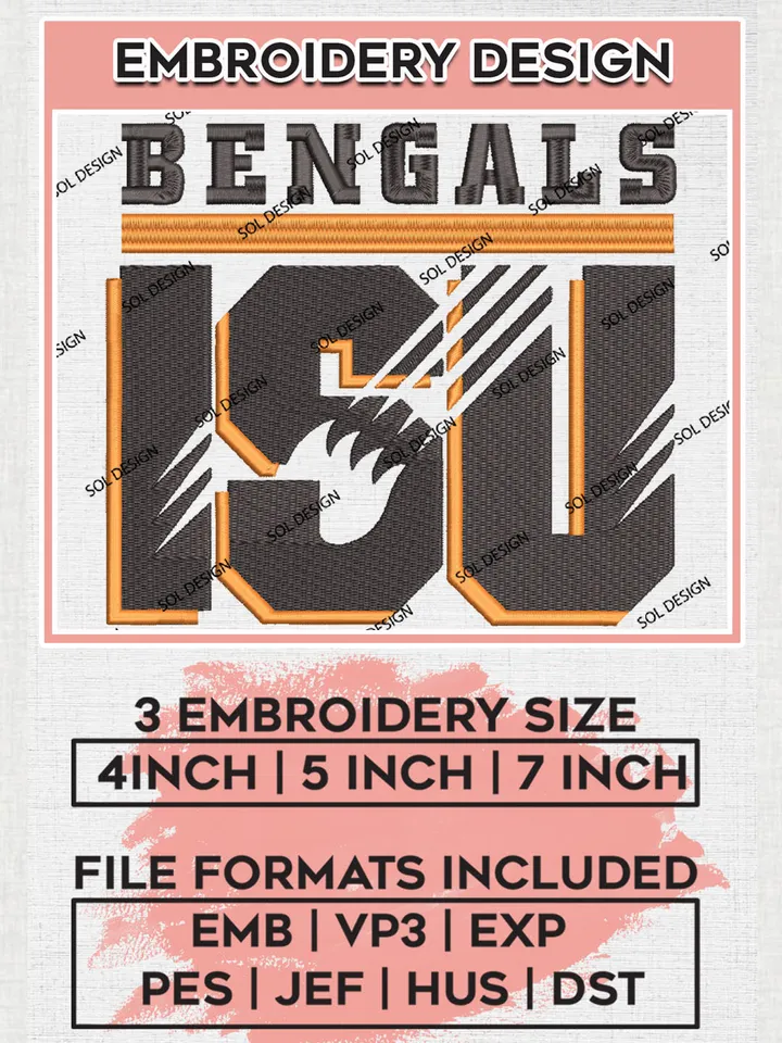 NCAA ISU Bengals Team Writing Logo Embroidery Design Files, NCAA Idaho State Bengals Machine Embroidery, NCAA Teams, 3 sizes, NCAA Machine embroidery designs, Digital Download