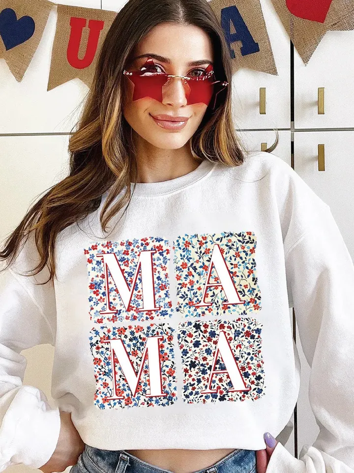 Retro Boho Mama PNG, 4th of July PNG, Fourth of July png, Floral Mama Png, Sublimation Design, Digital Download, USA America Freedom Trendy