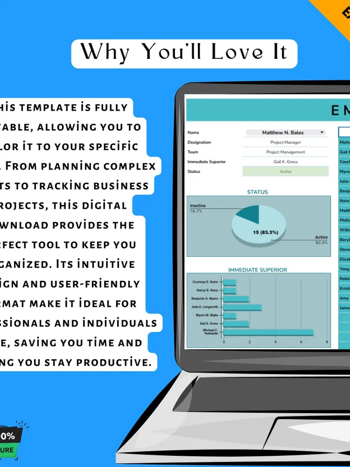Employee List Template, Google Sheets Staff Directory, Digital Download, Easy-to-Use Employee Tracker for HR & Small Business