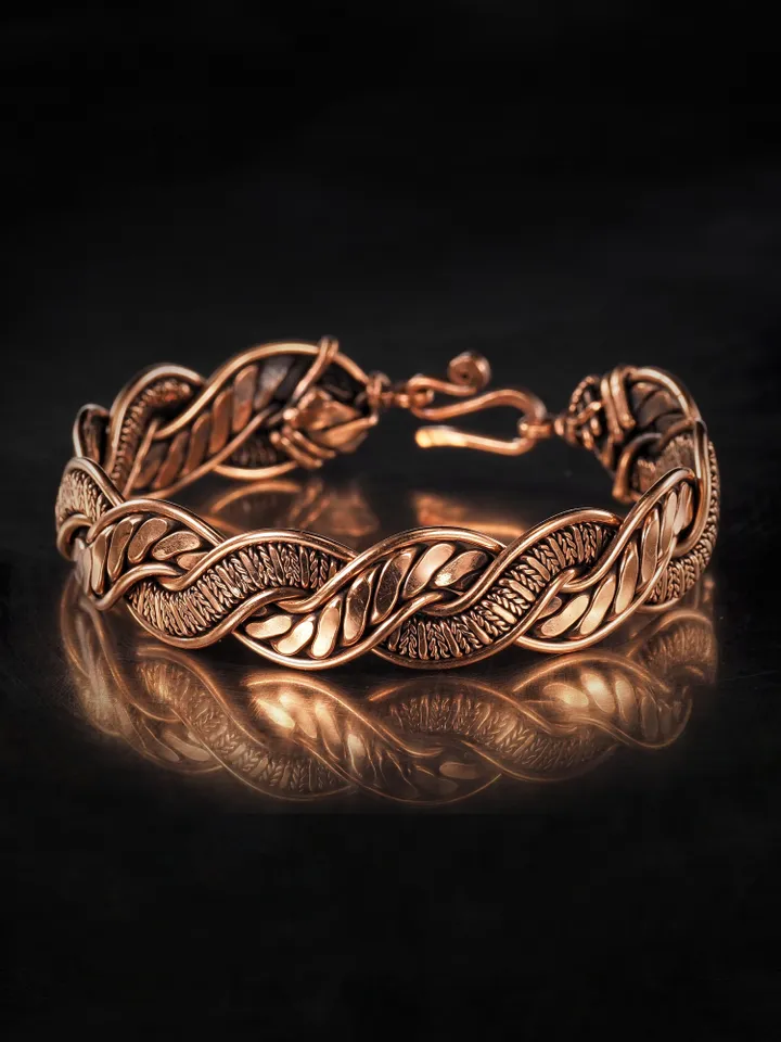 Woven copper wire bracelet Antique style handcrafted copper jewelry Unique gift