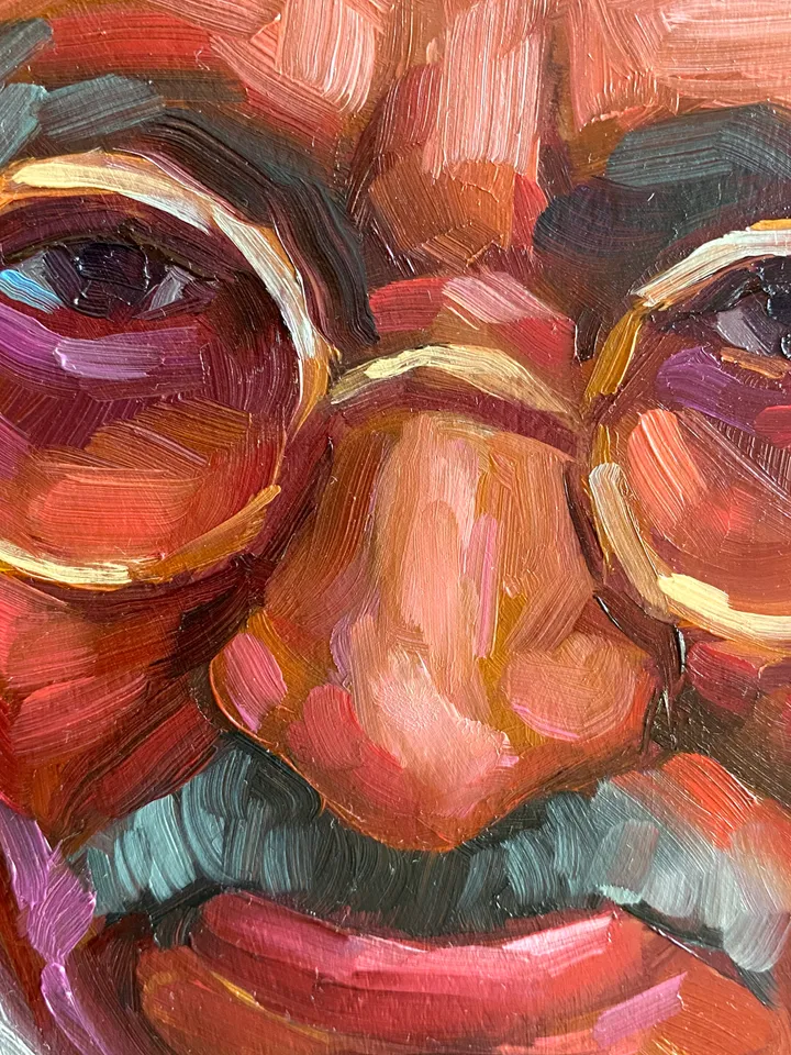 Mahatma Gandhi Painting Oid Man Portrait Artwork Oil On Panel Male Portrait