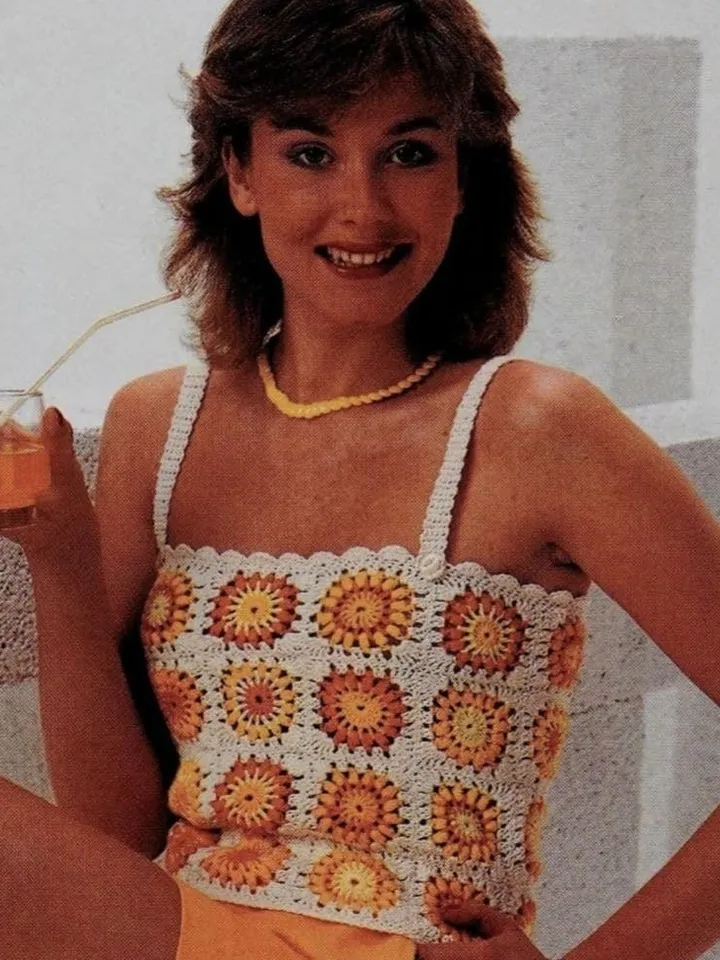 Top  granny square, top crochet patterns, crochet crop top, crochet granny square top PDF instant download