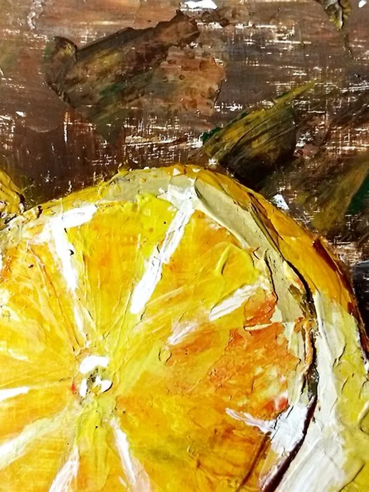 Painting yellow lemons painted fruit wall decoration