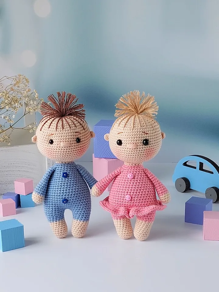 Crochet pattern of mini dolls in English. Crochet pattern doll. Tutorial crochet doll. Pattern baby doll. Pattern toys.