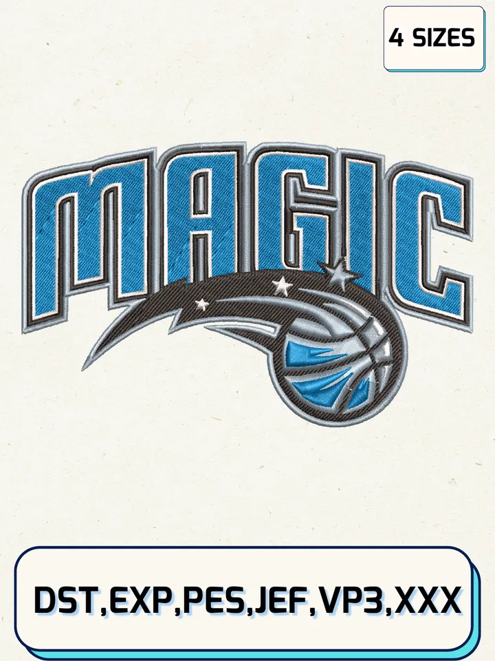 Orlando Magic Logos Embroidery Design Files,NBA Logos Embroidery Designs,Machine Embroidery Files,4 Sizes