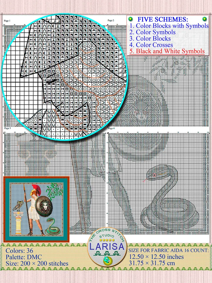 Athena Cross Stitch Pattern | Warrior Goddess | Minerva