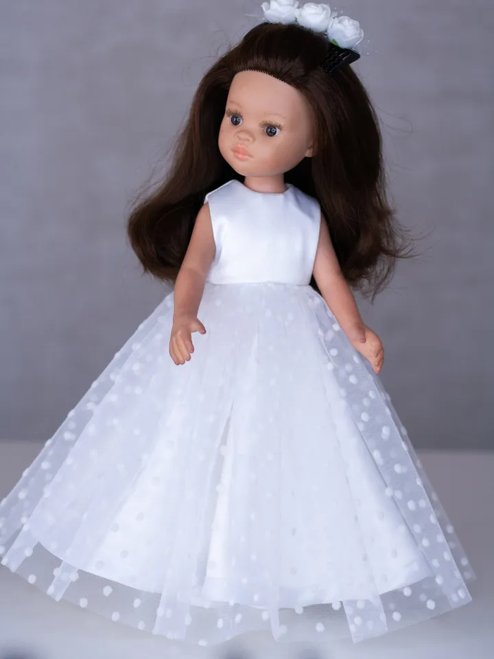 Paola Reina doll clothes, White long dress for Paola Reina, 13 inch doll clothes, Doll clothes, Dolls outfit, 32 cm doll