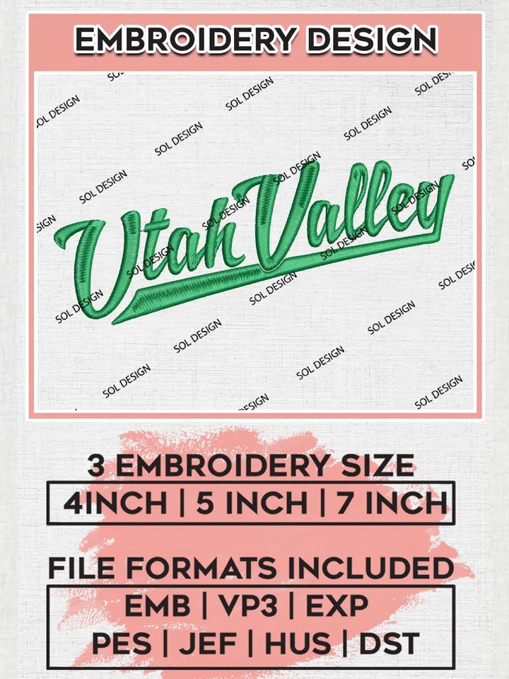NCAA Utah Valley Team Word Logo Embroidery Design Files, NCAA Utah Valley Wolverines Machine Embroidery, NCAA Teams, 3 sizes, NCAA Machine embroidery designs, Digital Download