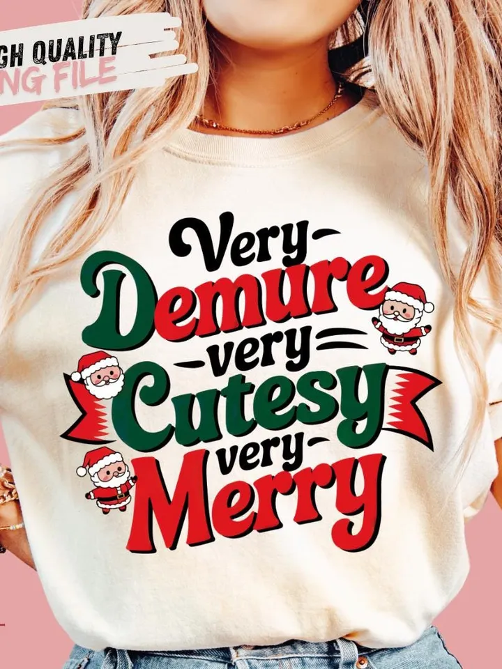 Very Demure Very Cutesy Very Merry Png PNG, Demure Merry Png PNG, Very Demure Christmas png PNG, Gift For Demure Girls Women, Demure Merry