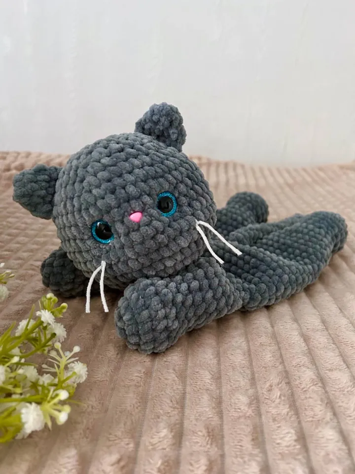 Crochet cat snuggler Baby lovey Cat toy plushie for kids