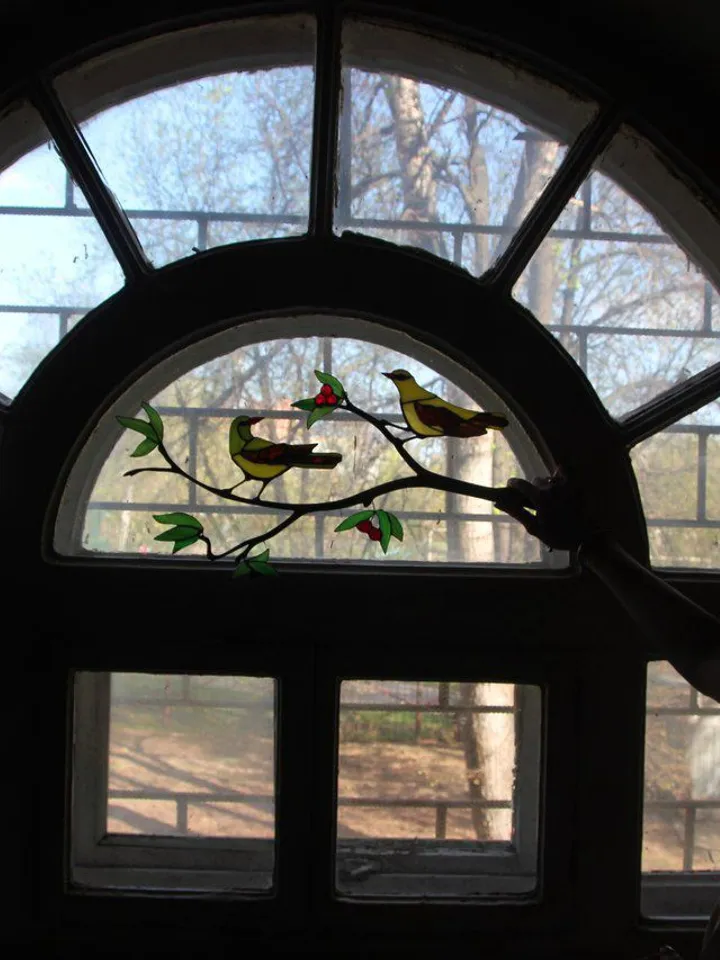 Stained Glass Orioles with Leaves and Berries, Bright Orioles Window Decor, Vibrant Glass Birds on a Branch, Stained Glass Birds — Unique Home Accent, Orioles and Greenery Tiffany Glass Art, Handcrafted Glass Orioles with Hanging Option, Decorative Staine