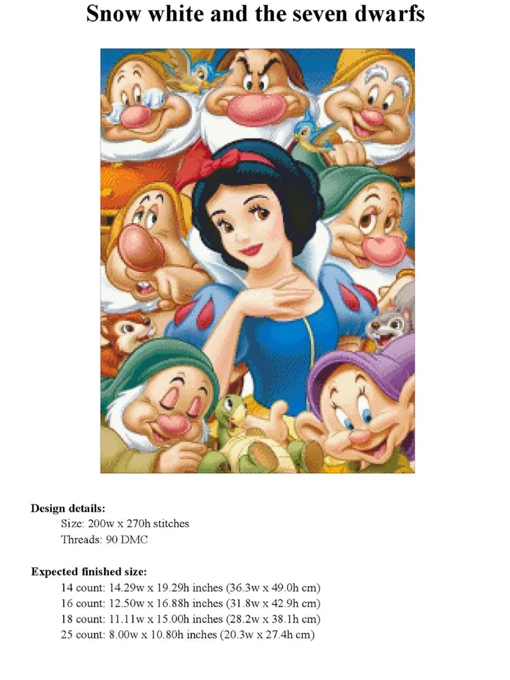 Snow White Cross Stitch Pattern / Disney Cross Stitch Pattern / Disney Princess PDF Cross Stitch Chart / Printable PDF