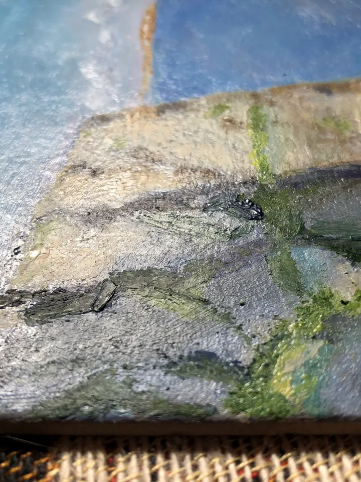 Rocky coast seascape original oil painting hand painted modern painting wall art 6x9 inches