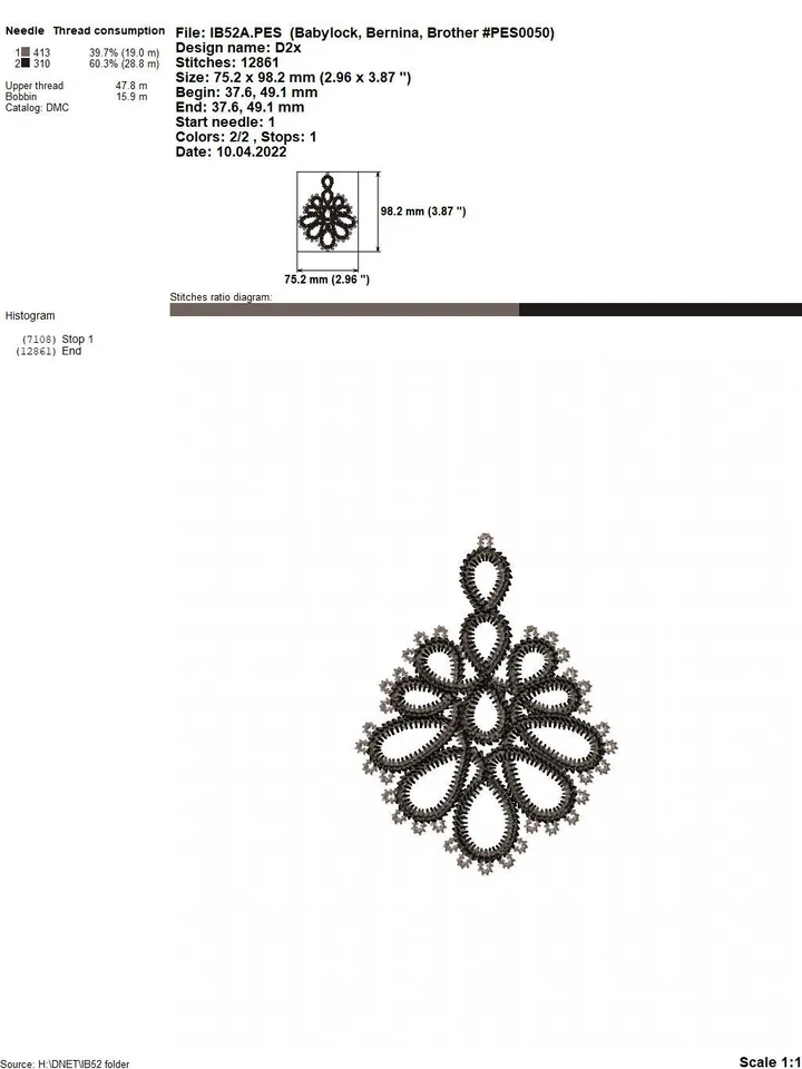 Free Standing Lace Earrings Tatting machine embroidery design FSL pattern digital embroidery design jewerly embroidery motif