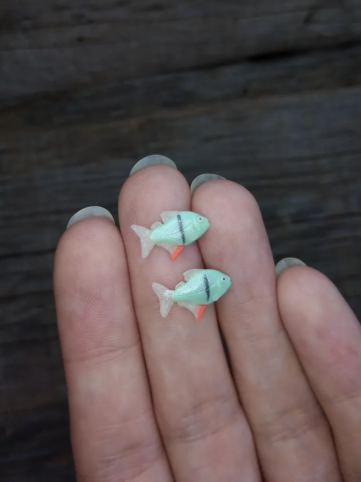 Miniature clay Disk Pacu fish 5 pcs, tiny fish for diorama, dollhouse or resin art