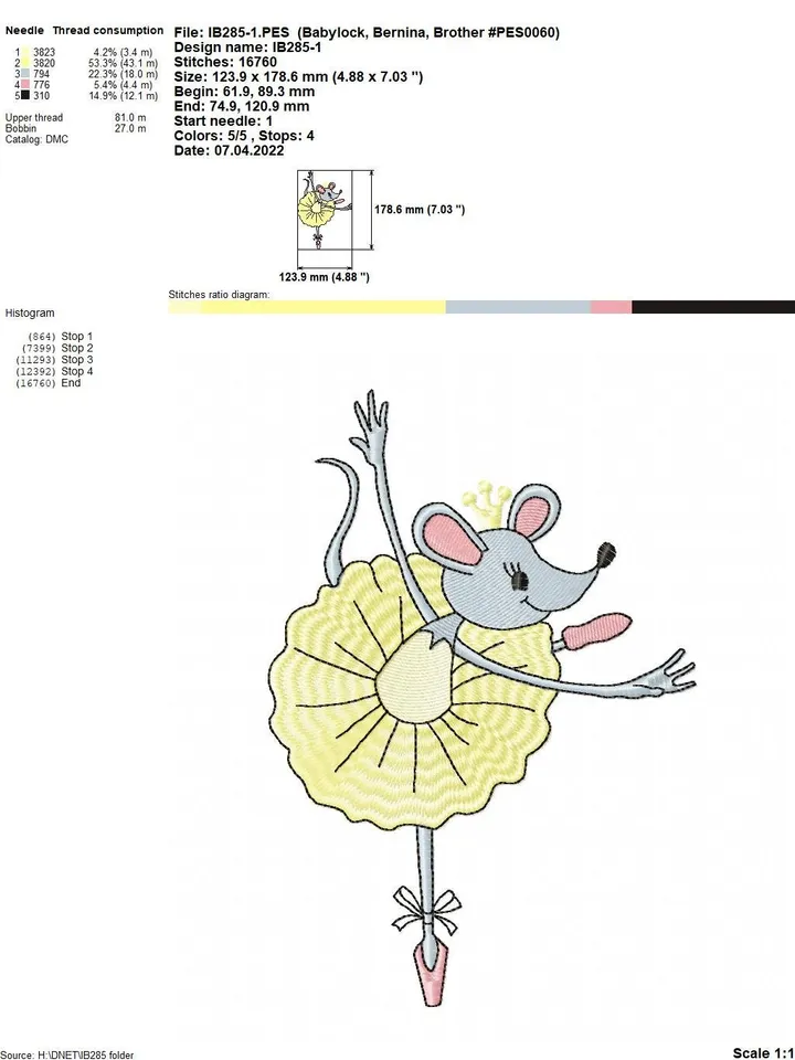 Ballerina Mices set of machine embroidery designs digital embroidery pattern Animal Machine embroidery motif Cute embroidery pattern