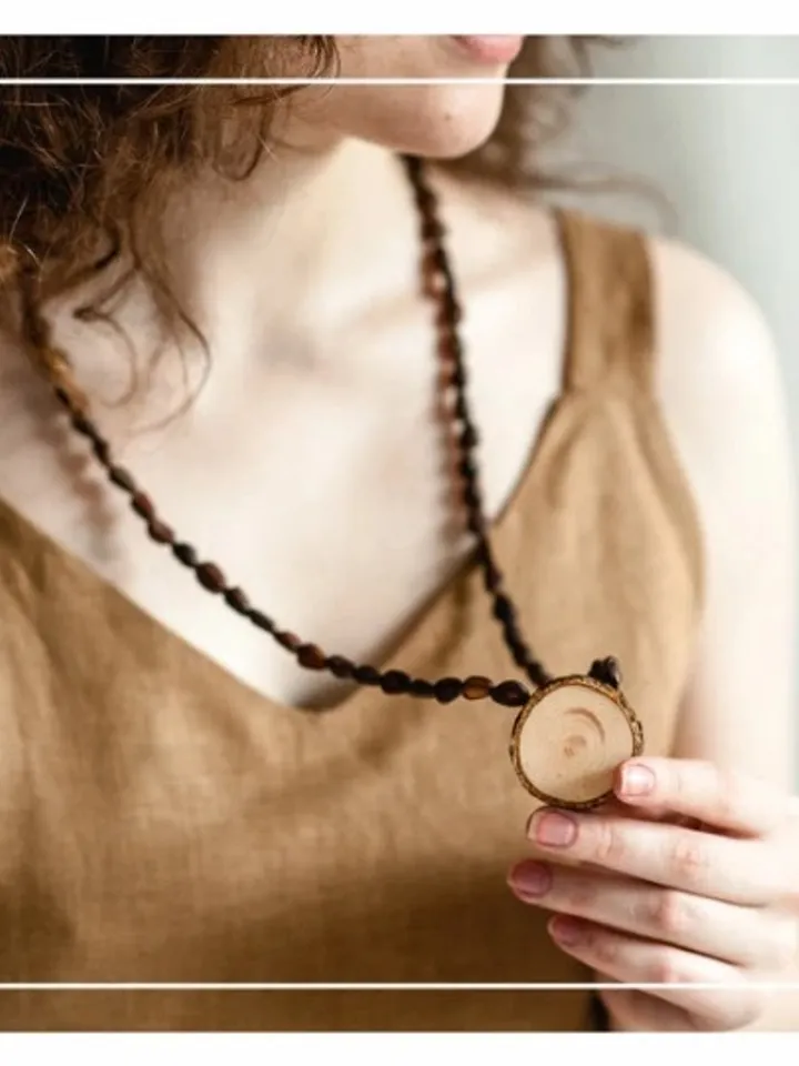 Cedar beads with a pendant