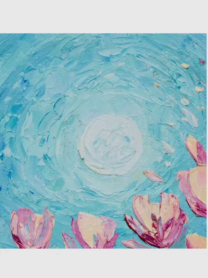 Magnolia painting Flower Small artwork Full moon night Original Art Flowering branches painting by Juliya JC