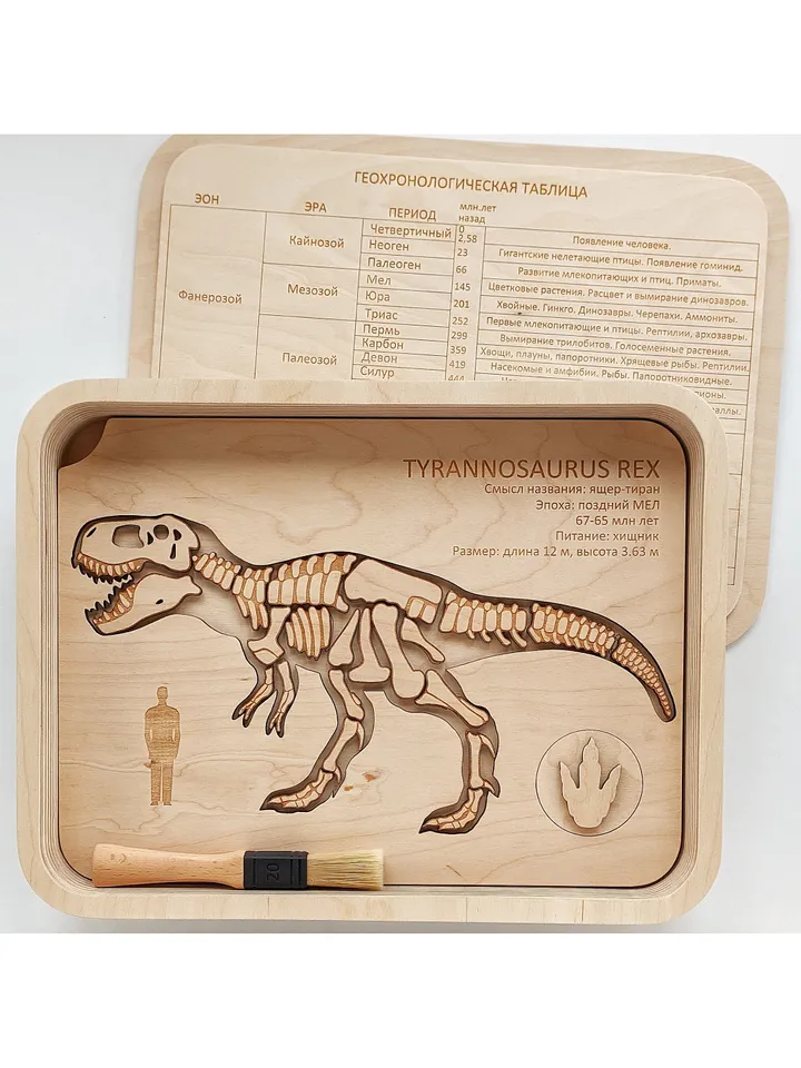 Wooden paleontologist set Wooden Puzzle Dinosaur Skeletons Montessori puzzle science play Wooden game