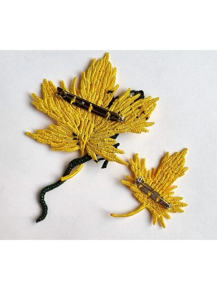 Maple Leaf and Lizard Double Brooch