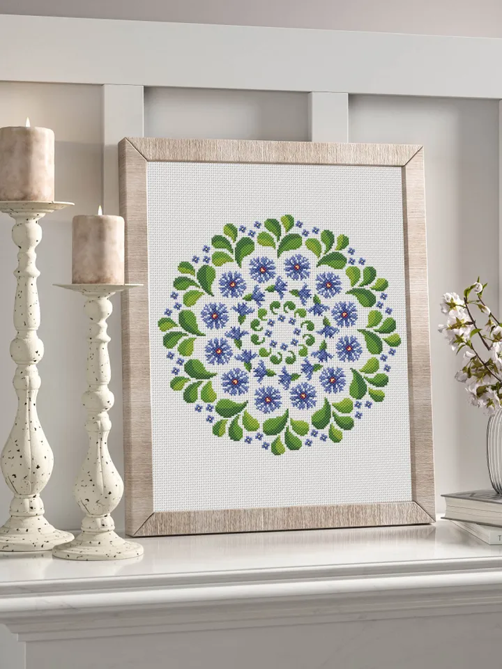 Flower mandala cross stitch pattern download PDF Mandala pattern digital PDF Nature cross stitch Floral ornament cross stitch chart #M43