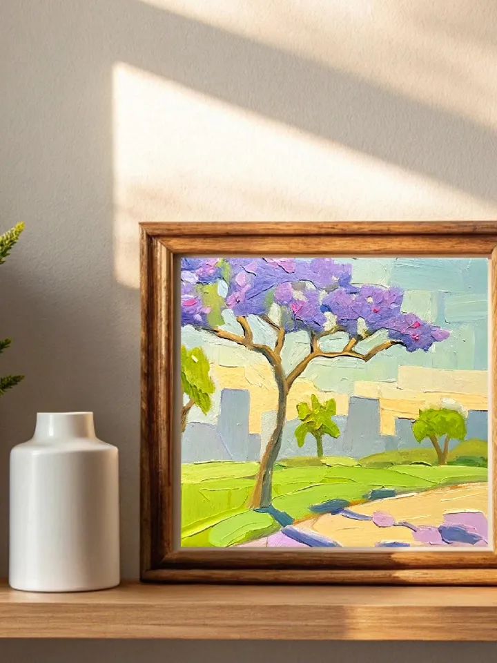 Jacaranda Oil Painting Impasto Los Angeles Original Art California Plein Air Small Artwork Gift by ArtProkopaloSv