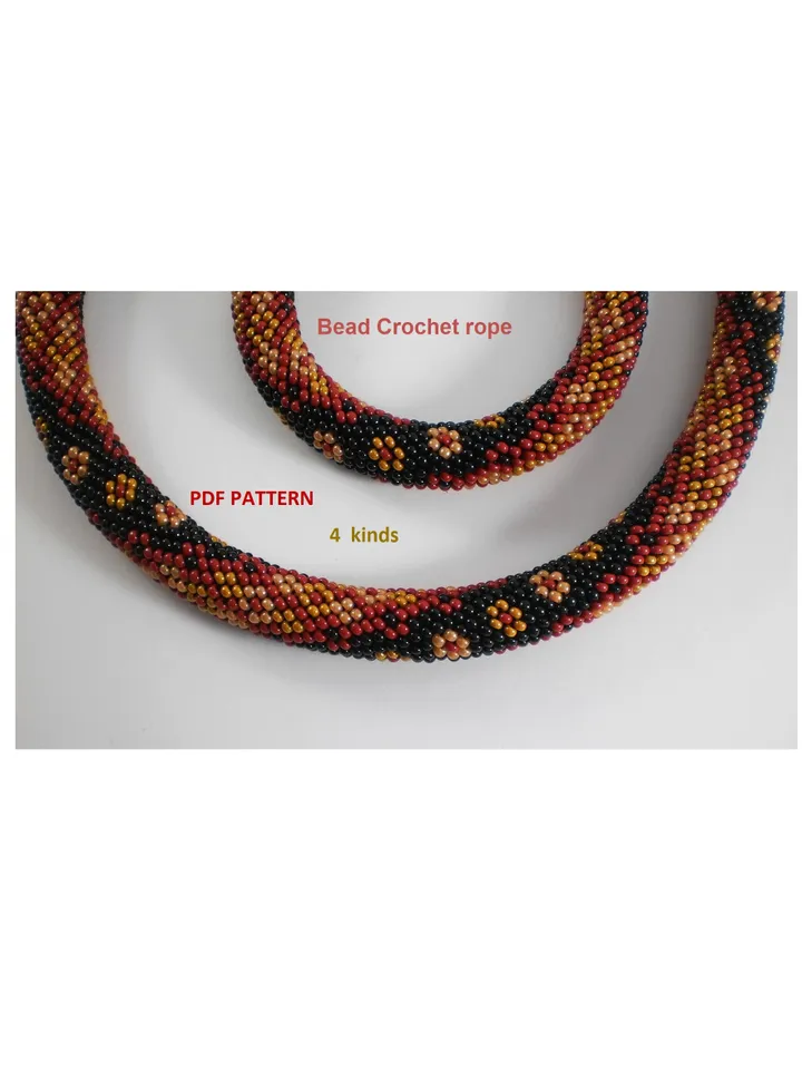 Bead Crochet Necklace Bracelet pattern,Rope bead crochet,patterns seed beads DIY,bead crocheting, bead jewelery,Instant Download,PDF pattern
